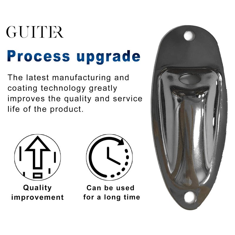SAPHUE Guitar Input Jack Socket Plate Output Loaded Boat Style 1/4 Inch with Screws for Fender Stratocaster Strat St Mono Electric Guitar for Electric Guitar Replacement Parts(black) - Image 3